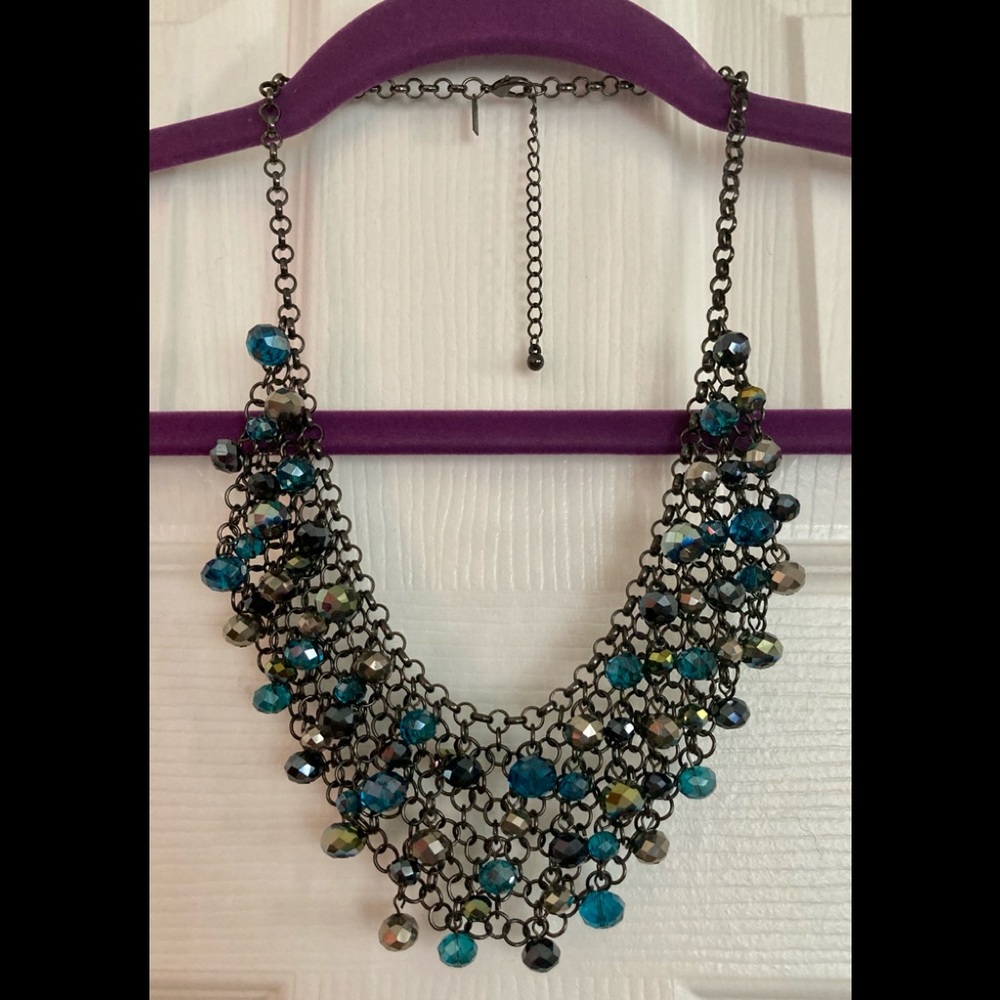 2 for $25- Lane Bryant Turquoise and Pewter Beaded Necklace